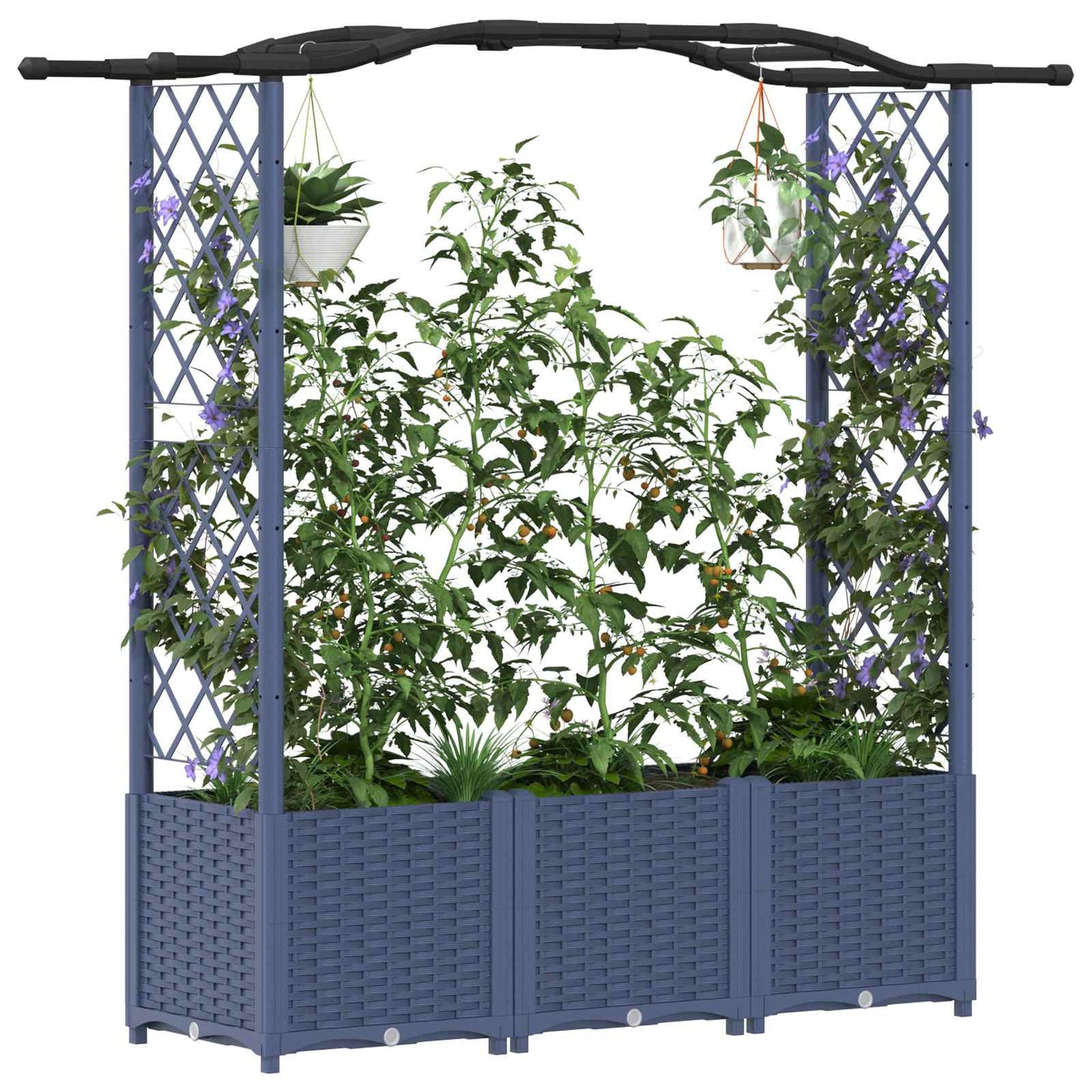 Pakeltas lovas su trelėmis ir stogu Pilka 164 x 40 x 142 cm PP