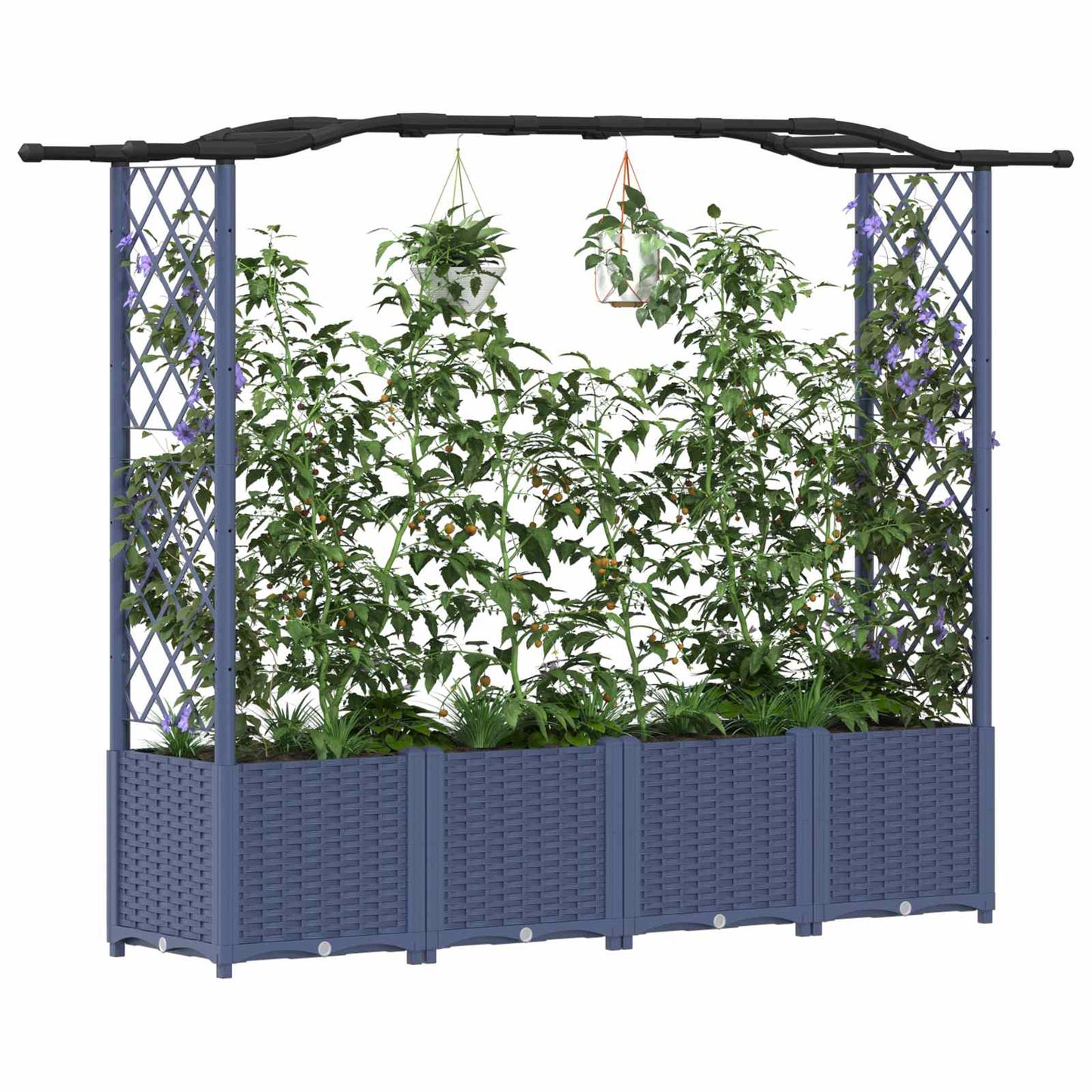 Pakeltas lovas su trelėmis ir stogu Pilka 204 x 40 x 141 cm PP