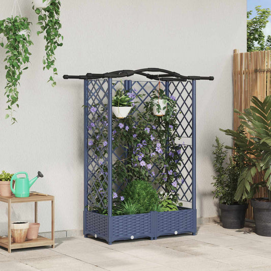 Pakeltas lovas su trelėmis ir stogu Pilka 124 x 40 x 126 cm PP