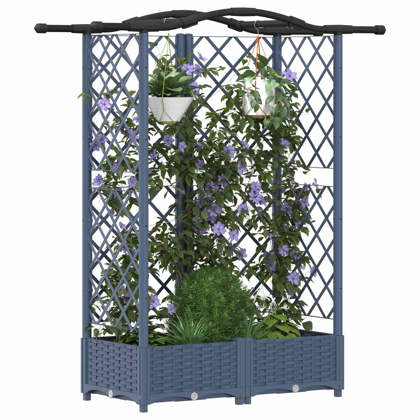 Pakeltas lovas su trelėmis ir stogu Pilka 124 x 40 x 126 cm PP