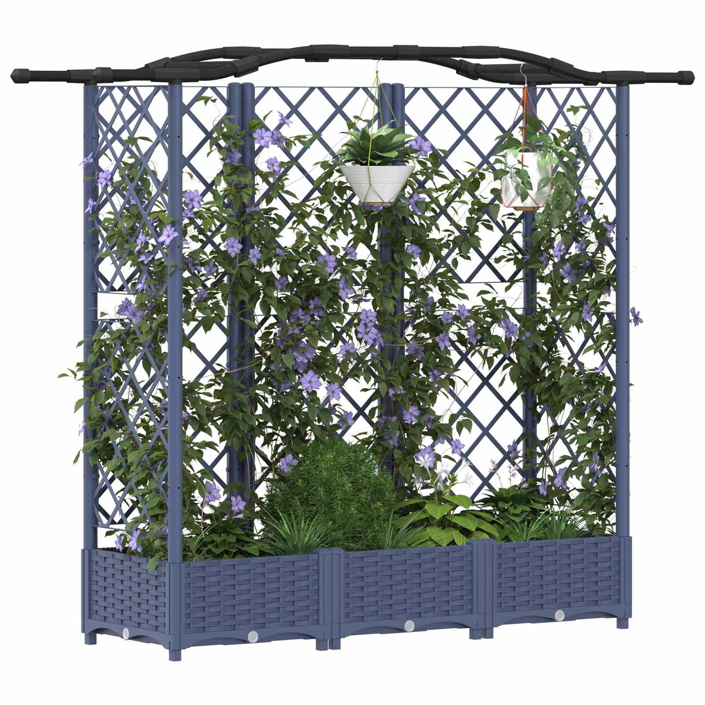 Pakeltas lovas su trelėmis ir stogu Pilka 163 x 40 x 126 cm PP
