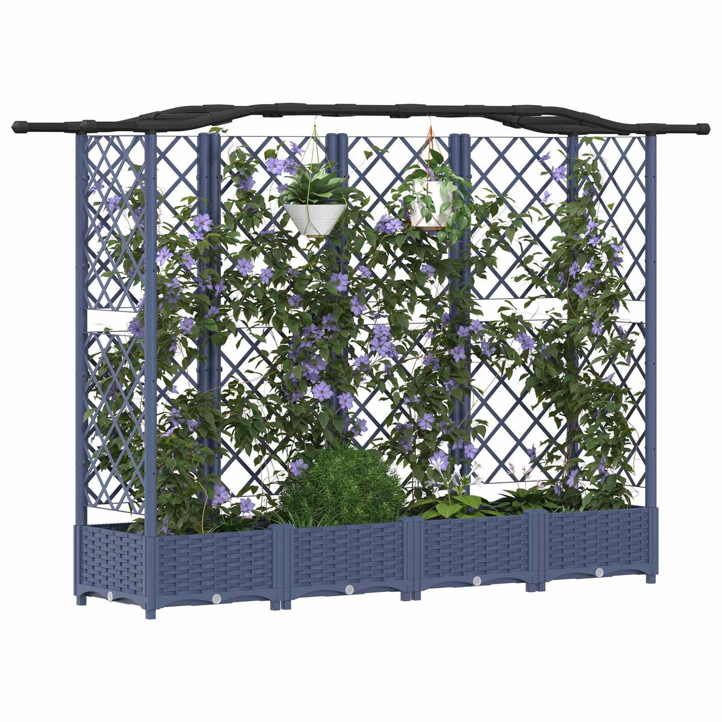 Pakeltas lovas su trelėmis ir stogu Pilka 203,5 x 40 x 125 cm