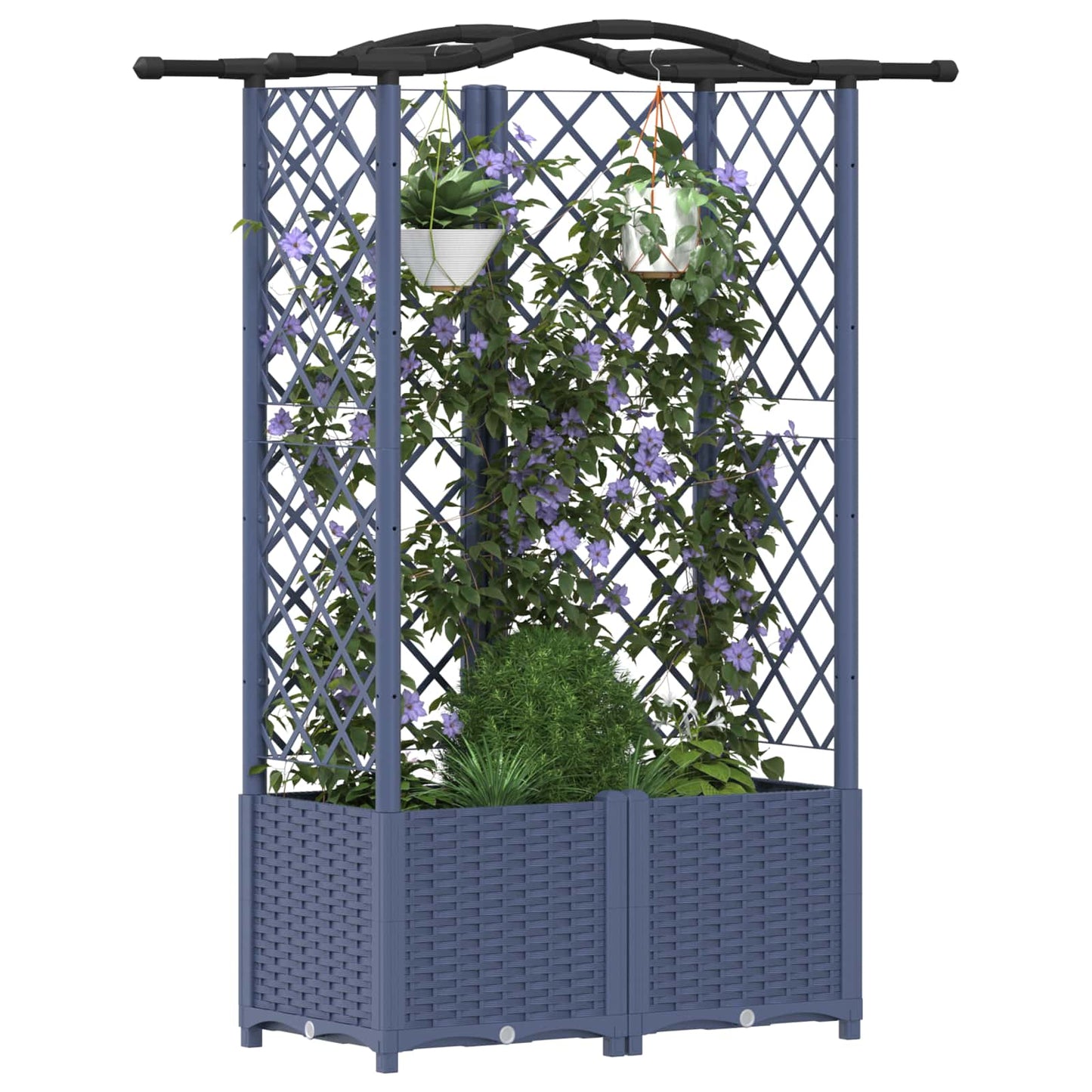 Pakeltas lovas su trelėmis ir stogu Pilka 122 x 40 x 141 cm PP