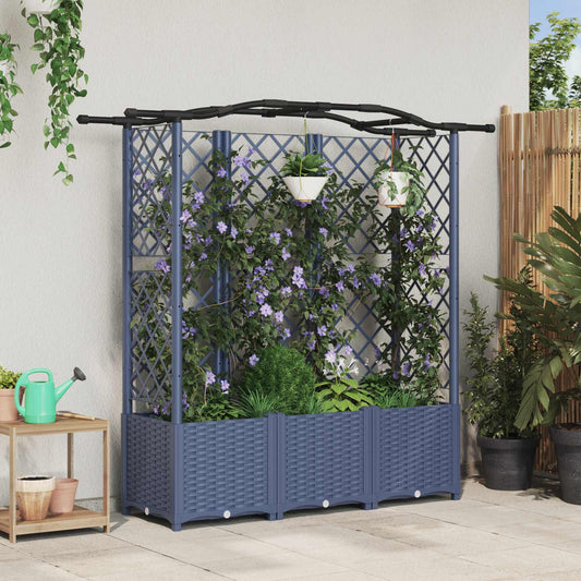 Pakeltas lovas su trelėmis ir stogu Pilka 163 x 40 x 141 cm PP