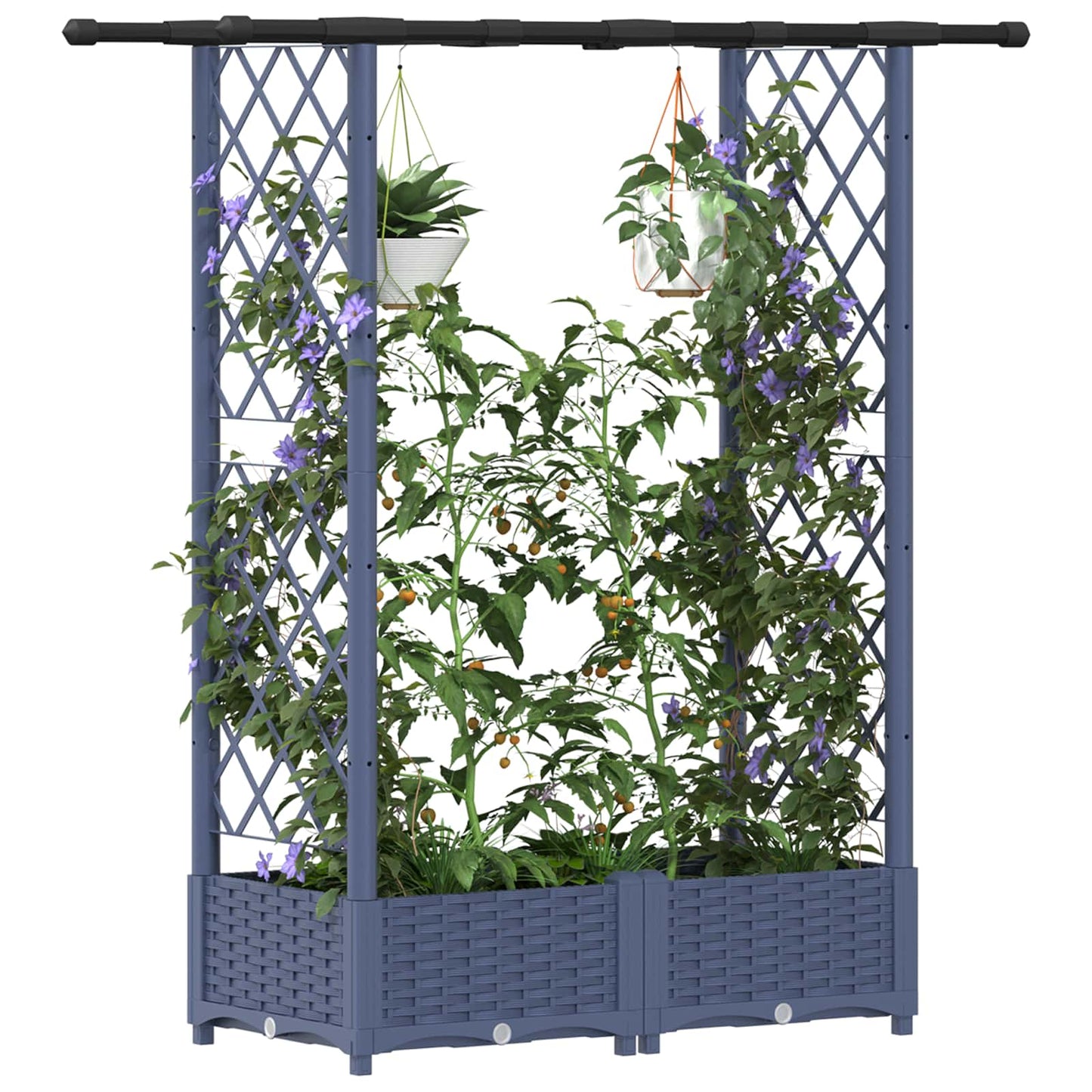 Pakeltas lovas su trelėmis ir stogu Pilka 122,5 x 40 x 123 cm