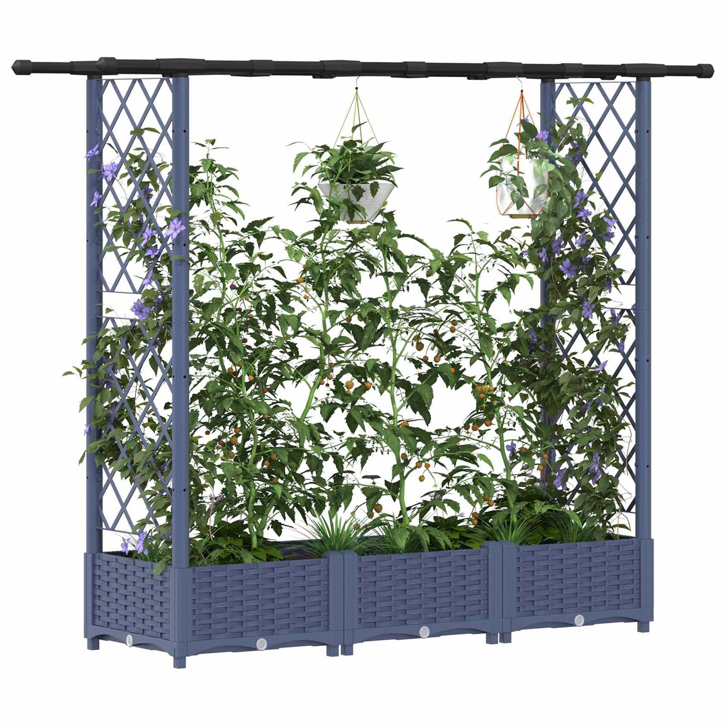 Pakeltas lovas su trelėmis ir stogu Pilka 164 x 40 x 123 cm PP