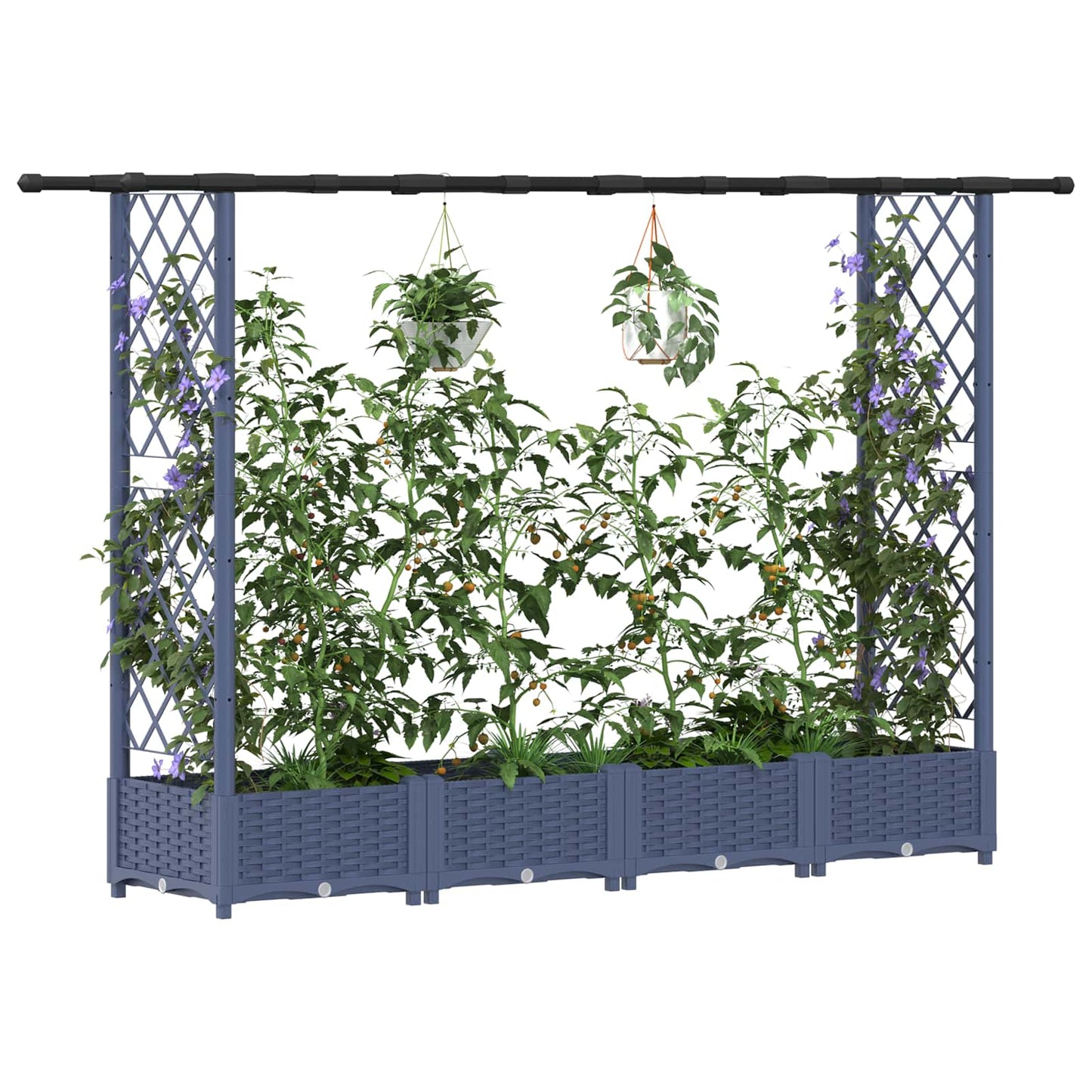 Pakeltas lovas su trelėmis ir stogu Pilka 203 x 40 x 123 cm PP