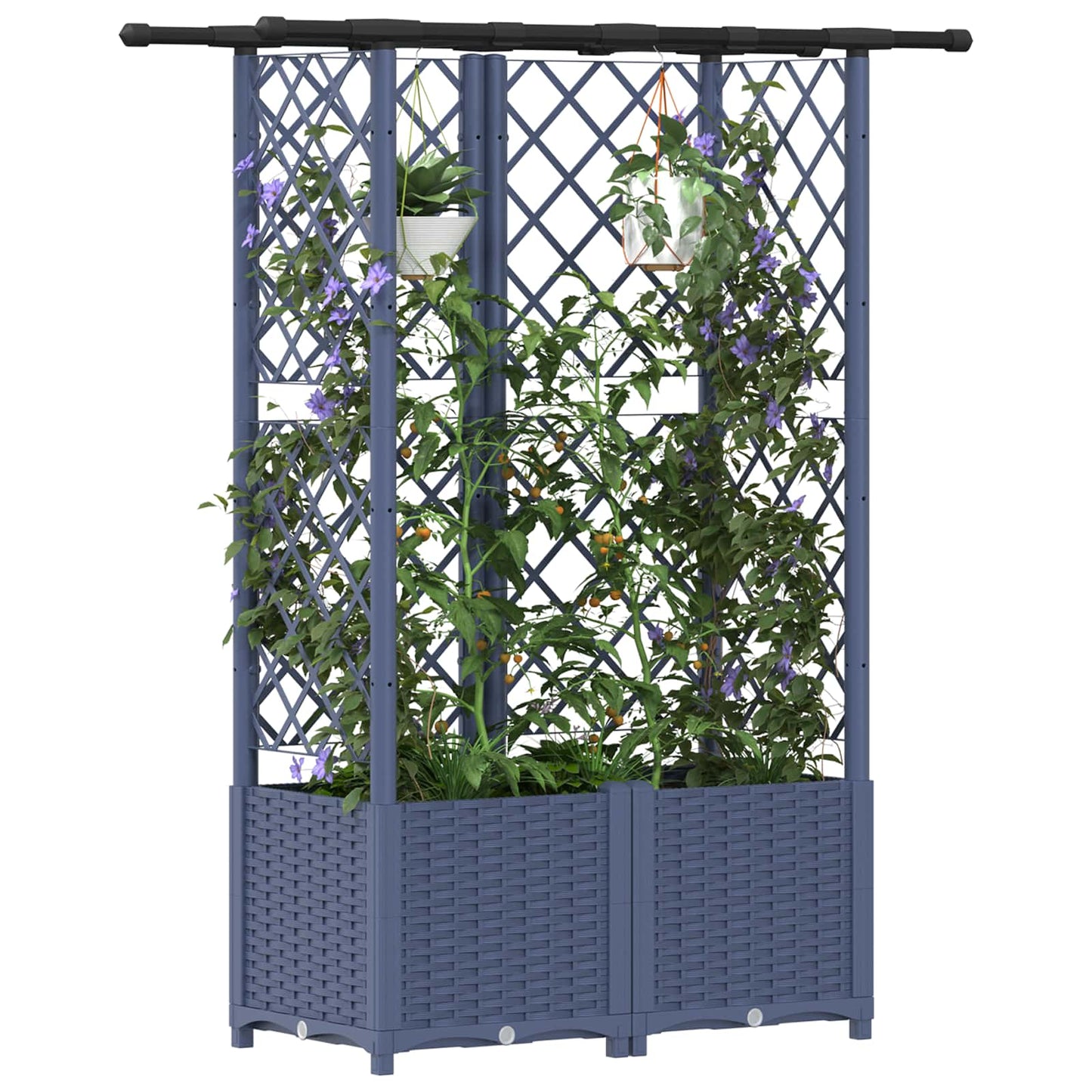 Pakeltas lovas su trelėmis ir stogu Pilka 124,5 x 40 x 138 cm