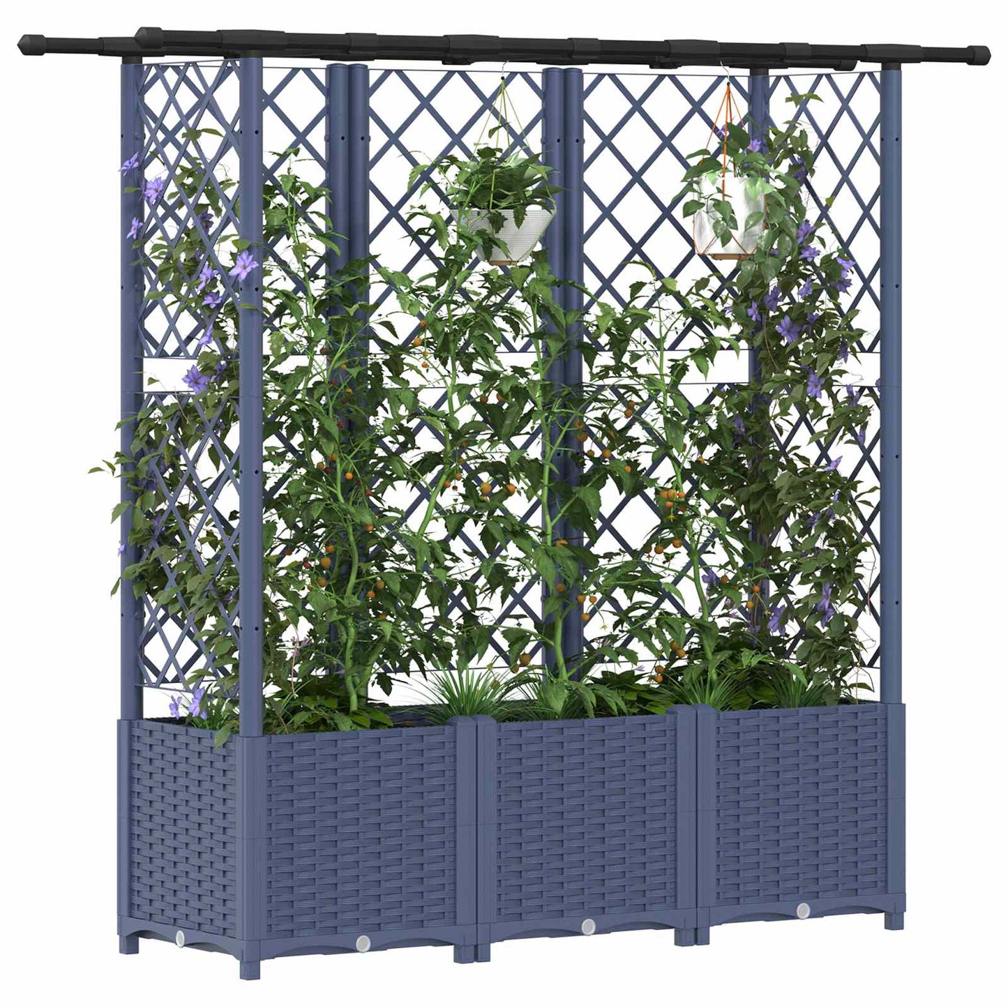 Pakeltas lovas su trelėmis ir stogu Pilka 162,5 x 40 x 138 cm