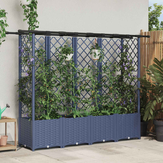 Pakeltas lovas su trelėmis ir stogu Pilka 203 x 40 x 138 cm PP