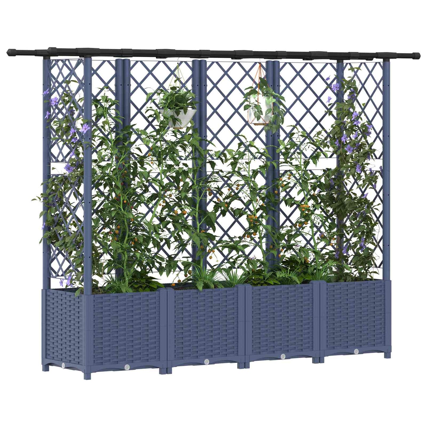 Pakeltas lovas su trelėmis ir stogu Pilka 203 x 40 x 138 cm PP