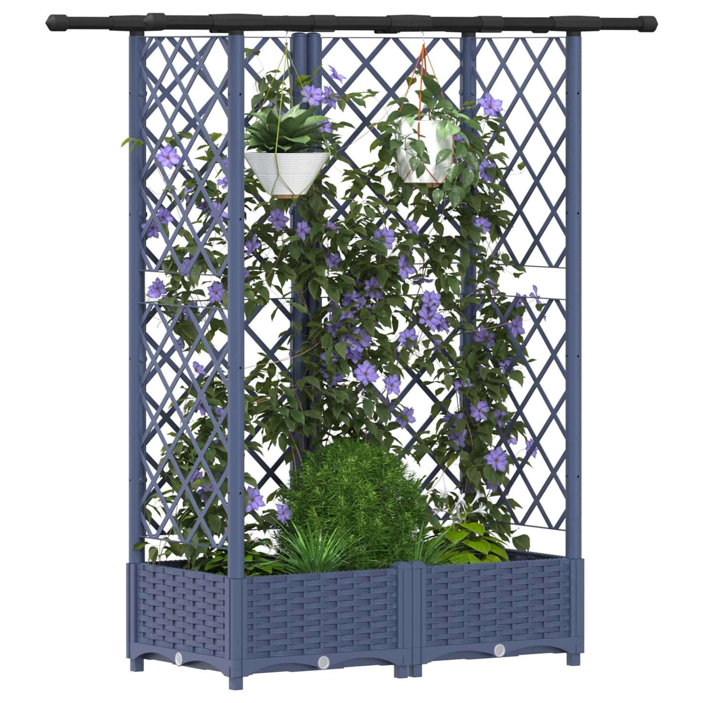 Pakeltas lovas su trelėmis ir stogu Pilka 124 x 40 x 123 cm PP