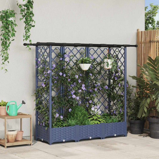 Pakeltas lovas su trelėmis ir stogu Pilka 164 x 40 x 123 cm PP