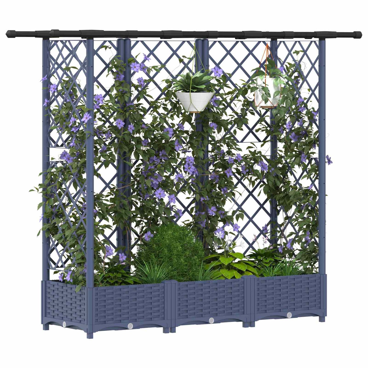 Pakeltas lovas su trelėmis ir stogu Pilka 164 x 40 x 123 cm PP