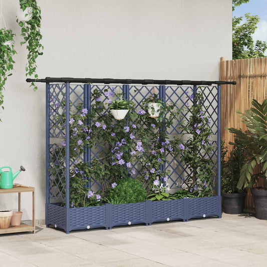 Pakeltas lovas su trelėmis ir stogu Pilka 202,5 x 40 x 123 cm