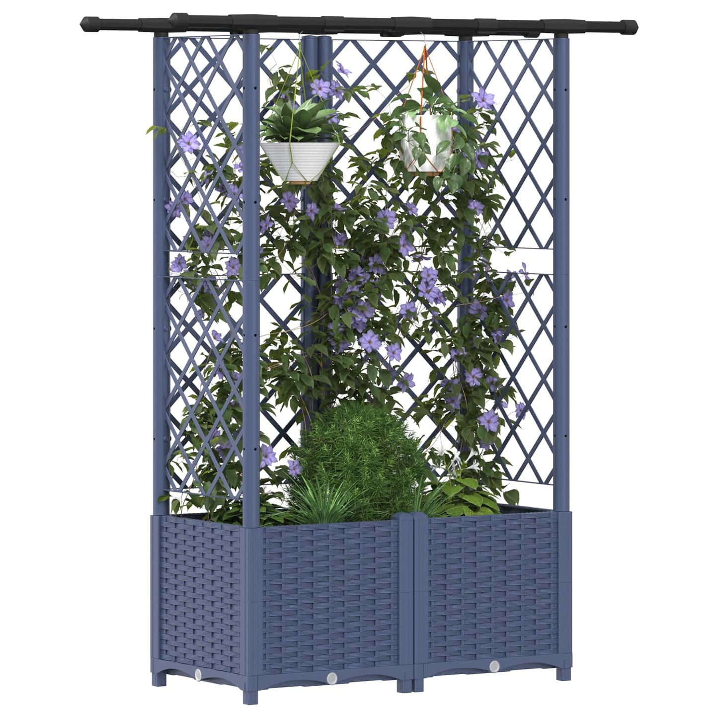 Pakeltas lovas su trelėmis ir stogu Pilka 124 x 40 x 138 cm PP