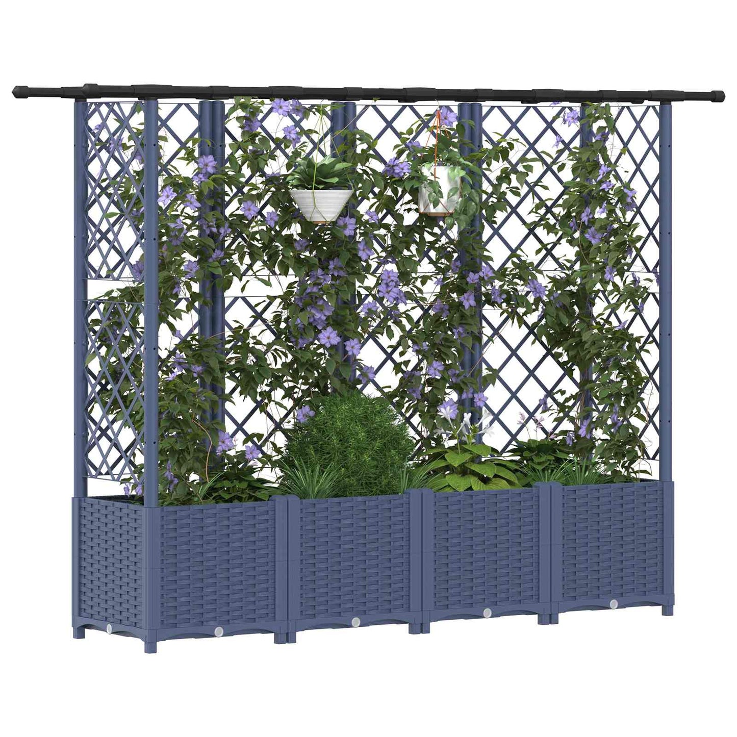 Pakeltas lovas su trelėmis ir stogu Pilka 202 x 40 x 138 cm PP