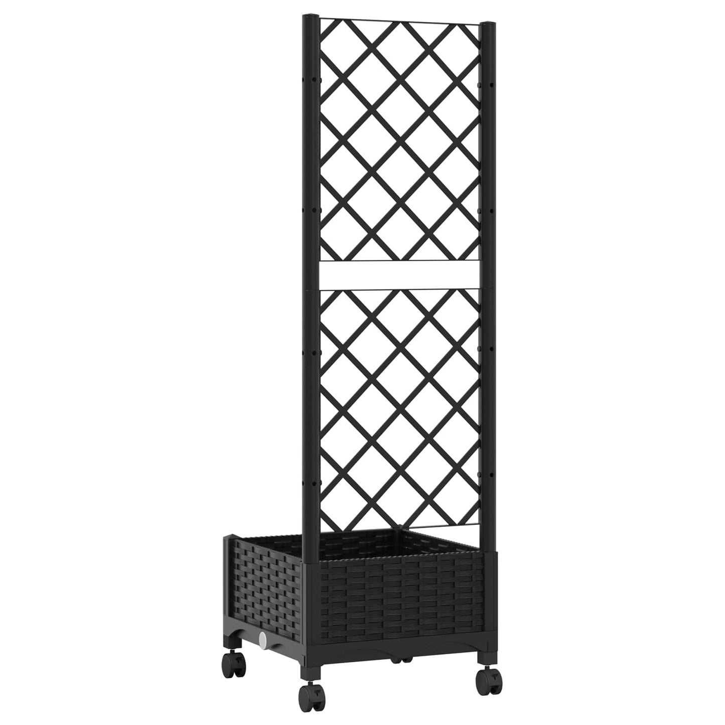 Sodo vazonas su treliu ir ratais Juoda 40 x 40 x 131,5 cm PP