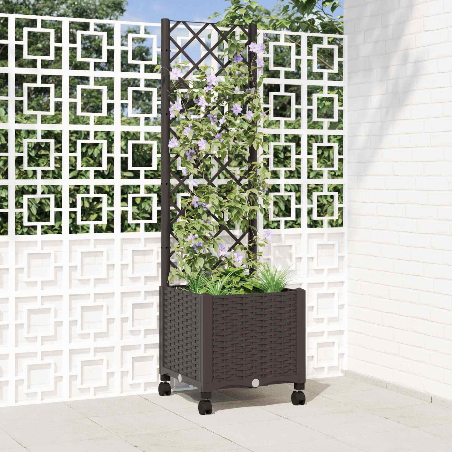 Sodo vazonas su treliu ir ratais Ruda 40 x 40 x 146 cm PP