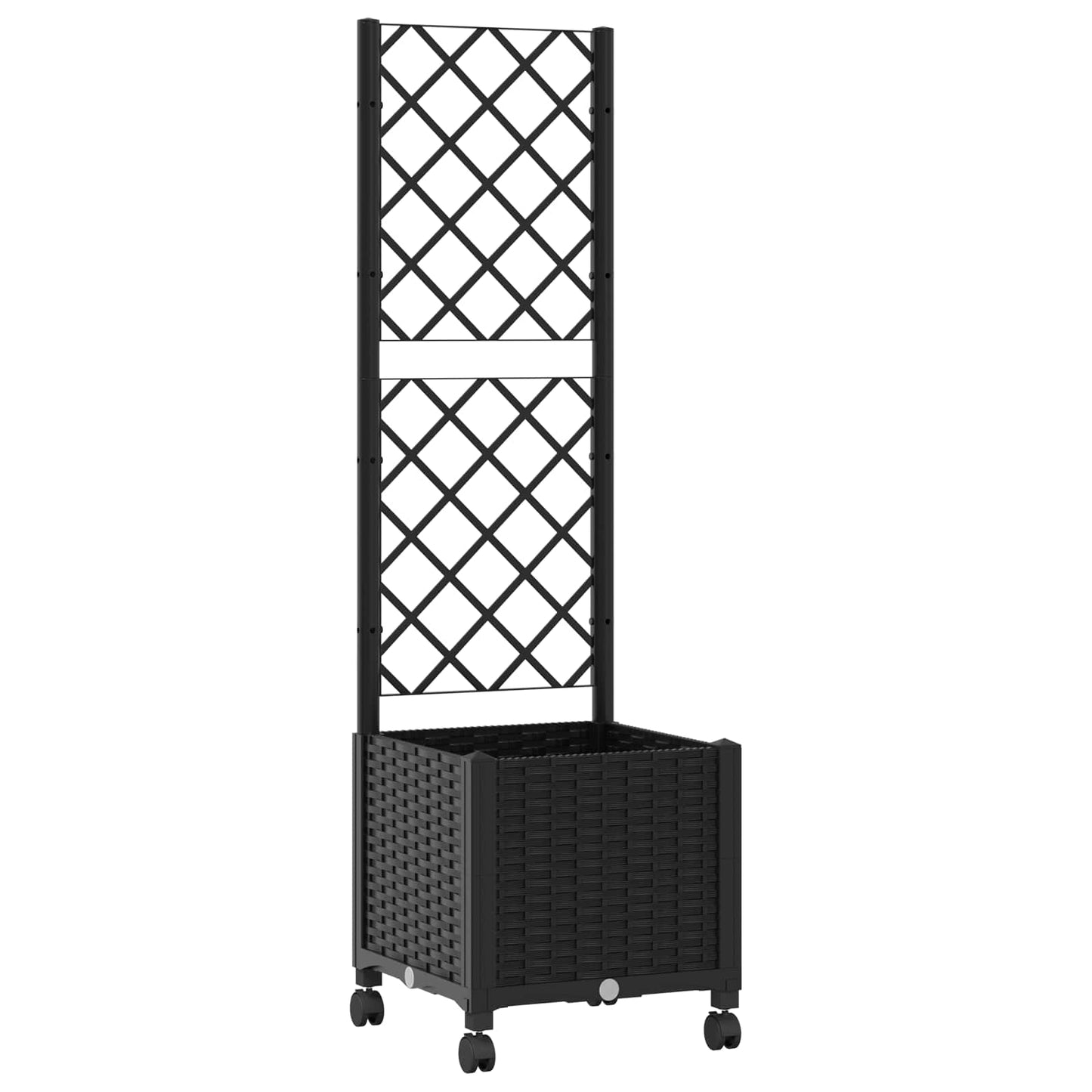 Sodo vazonas su treliu ir ratais Juoda 40 x 40 x 146 cm PP