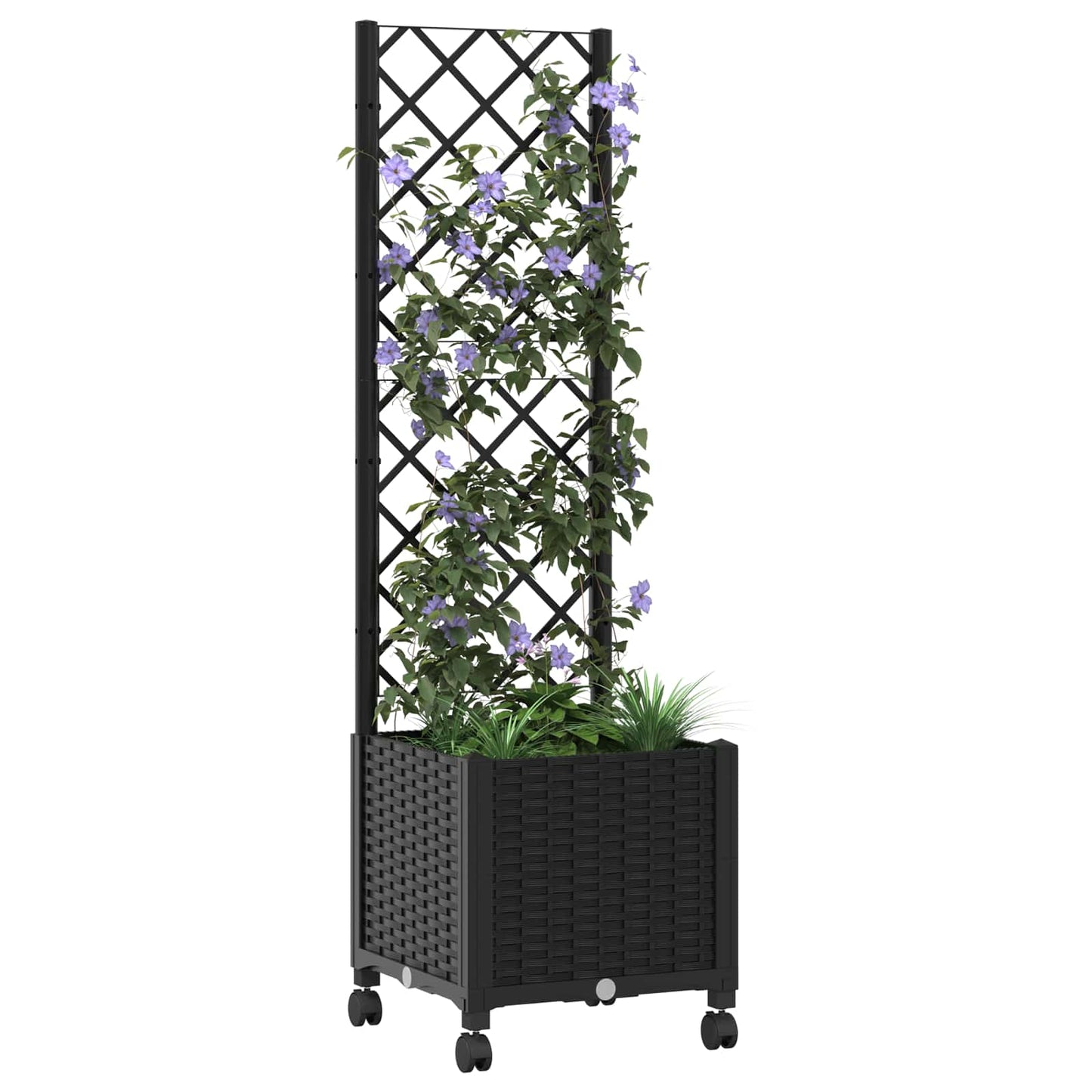 Sodo vazonas su treliu ir ratais Juoda 40 x 40 x 146 cm PP