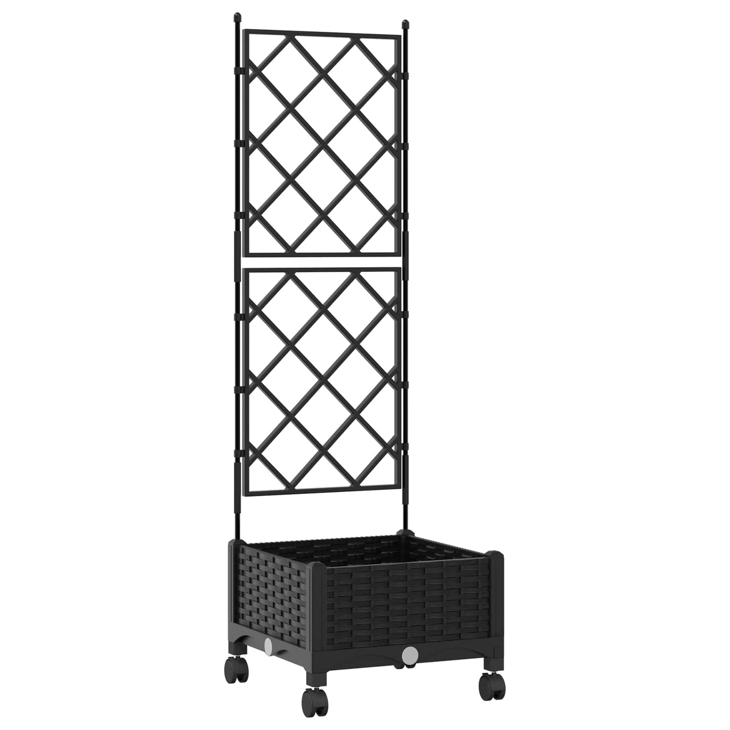 Sodo vazonas su treliu ir ratais Juoda 40 x 40 x 131,5 cm PP