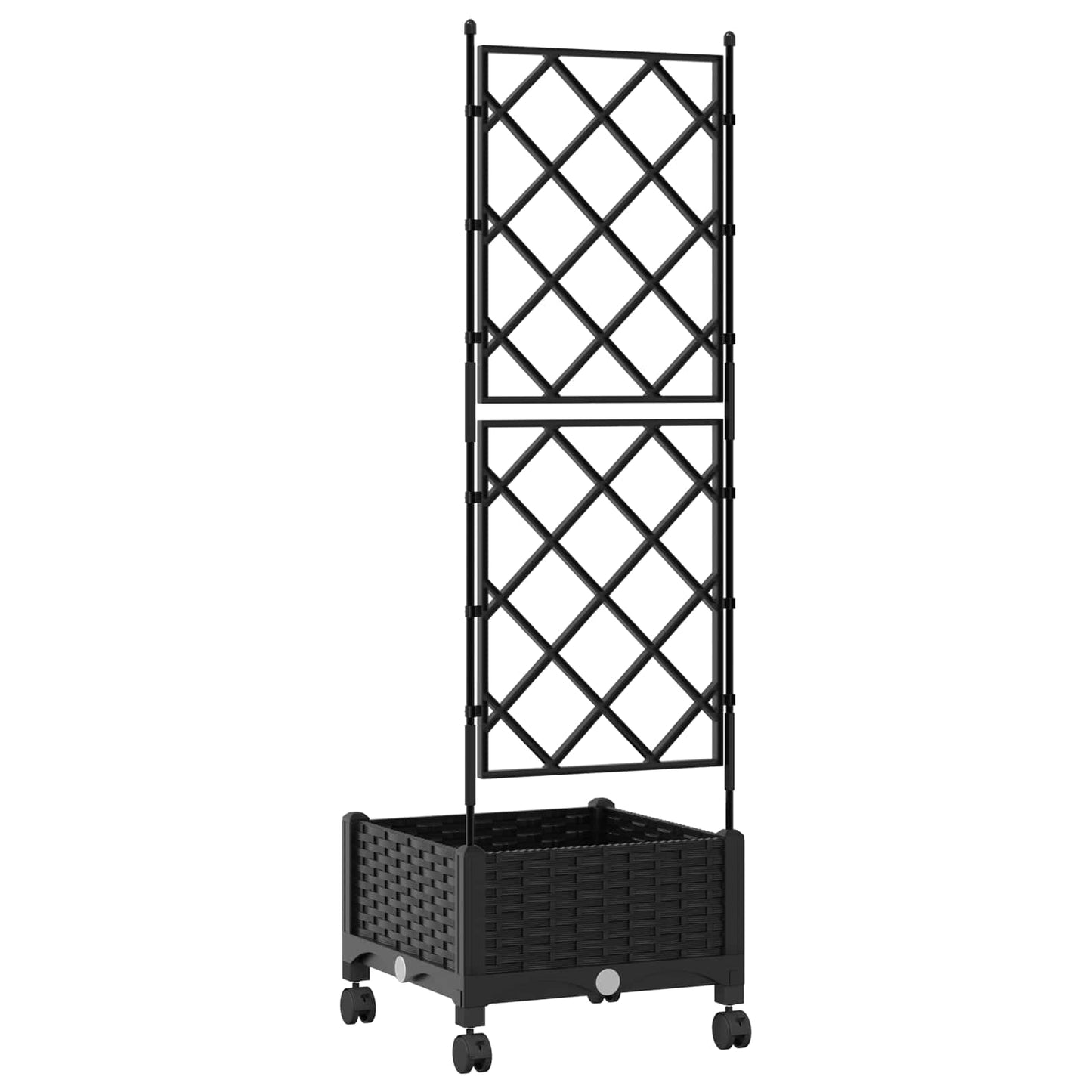 Sodo vazonas su treliu ir ratais Juoda 40 x 40 x 131,5 cm PP