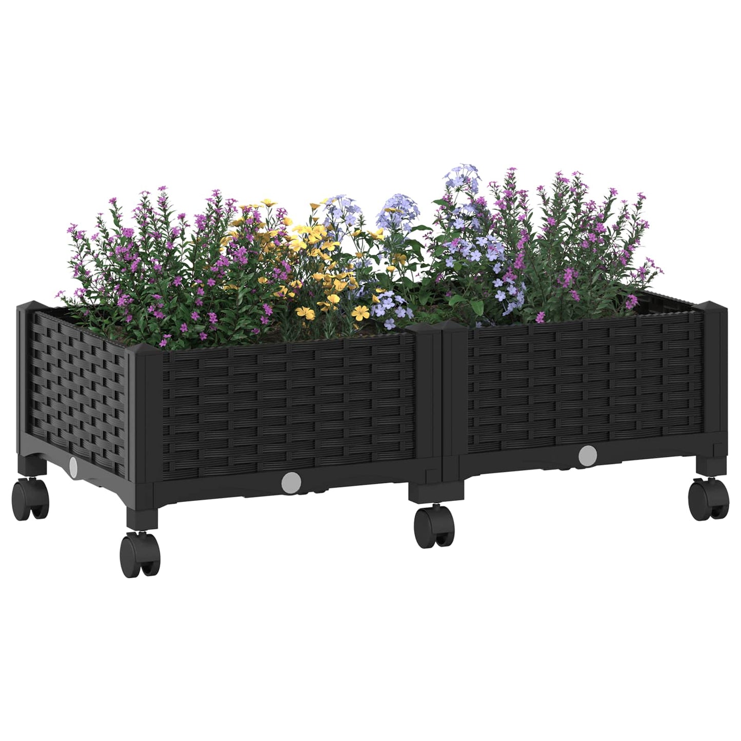 Sodo puodynė su ratukais Juoda 80 x 40 x 29 cm PP