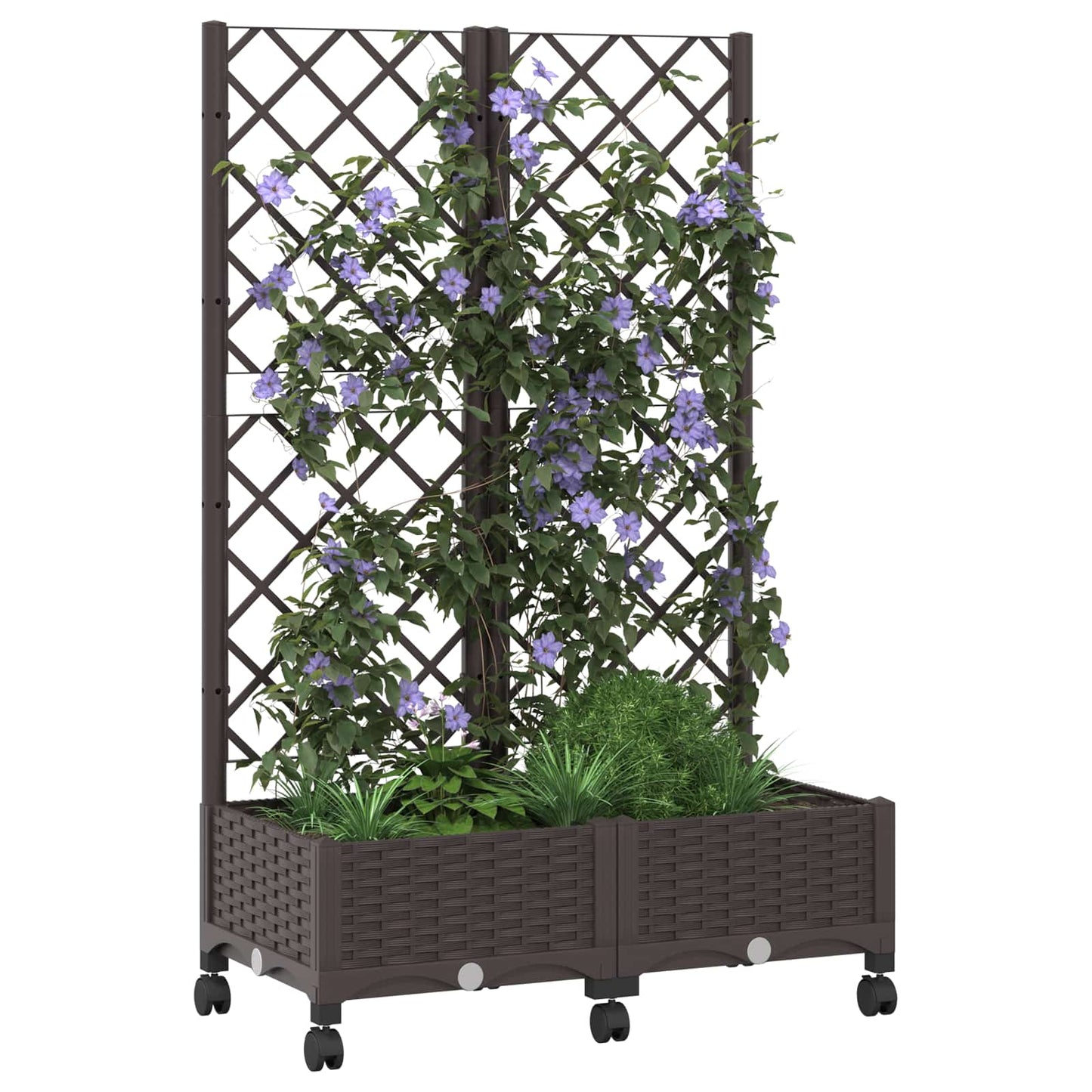 Sodo vazonas su treliu ir ratais Ruda 80 x 40 x 131,5 cm PP