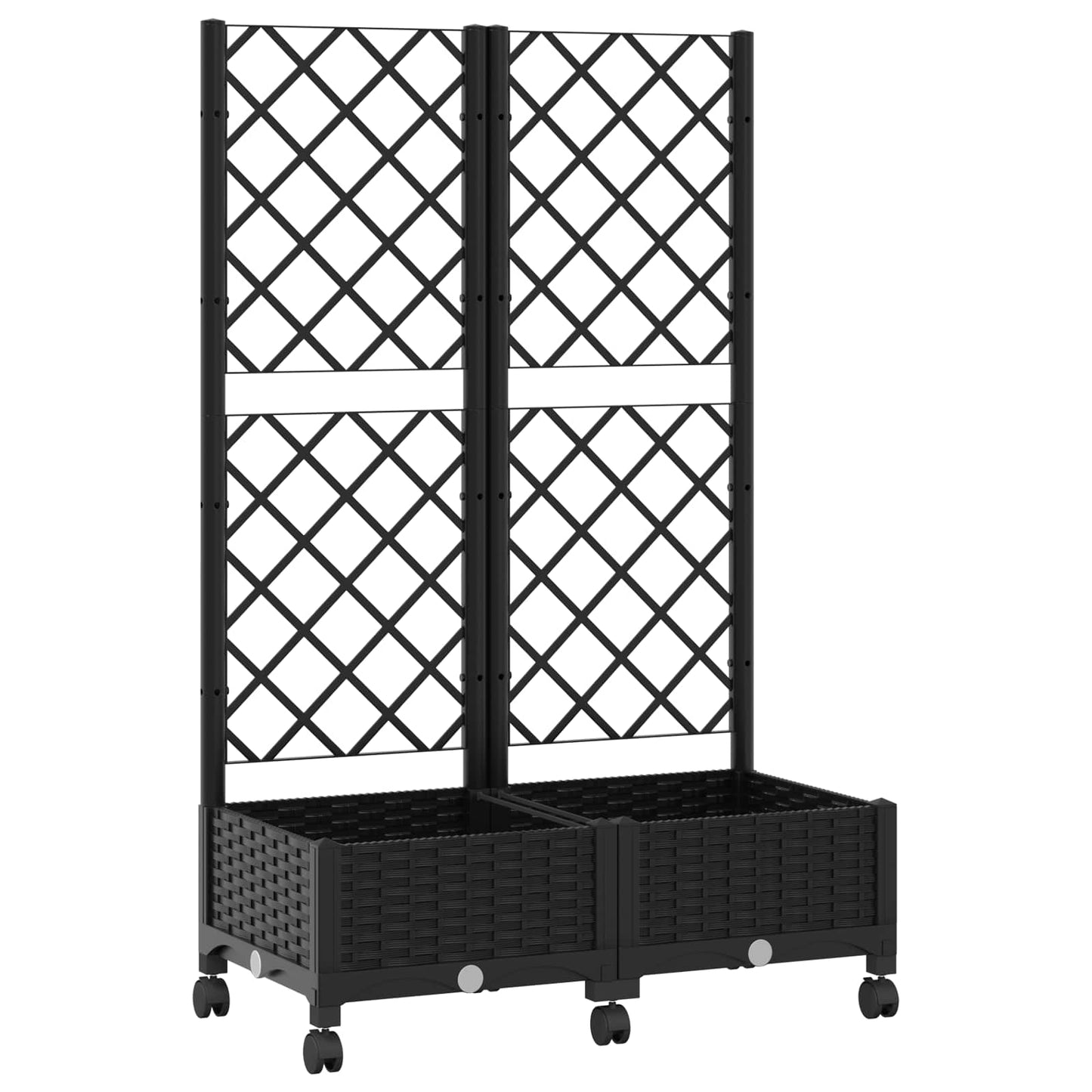 Sodo vazonas su treliu ir ratais Juoda 80 x 40 x 131,5 cm PP