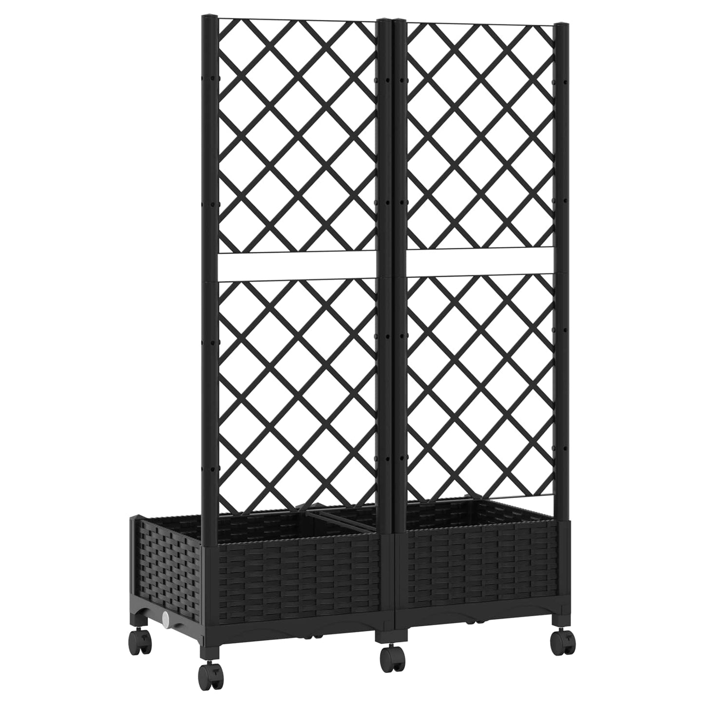 Sodo vazonas su treliu ir ratais Juoda 80 x 40 x 131,5 cm PP