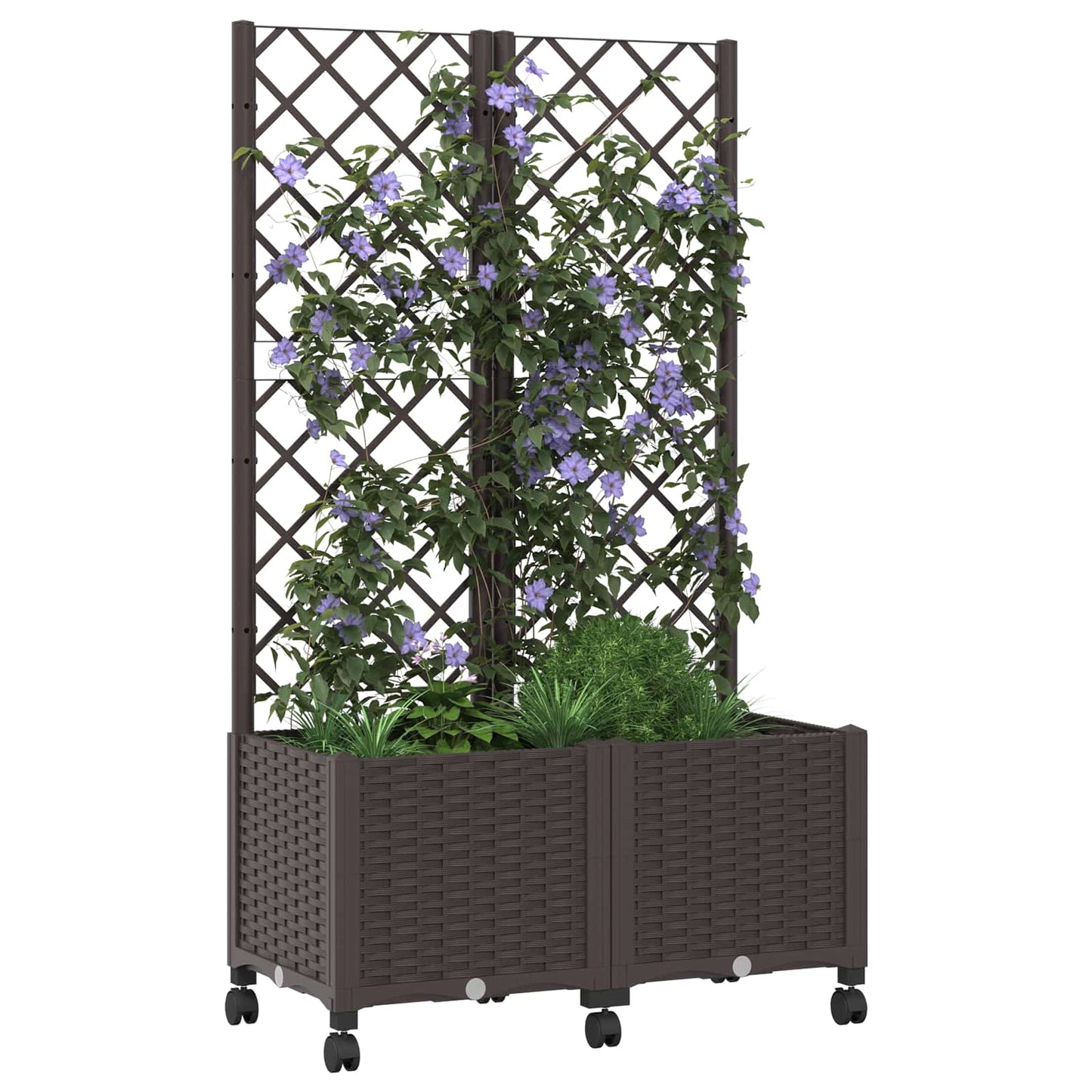 Sodo vazonas su treliu ir ratais Ruda 80 x 40 x 146 cm PP