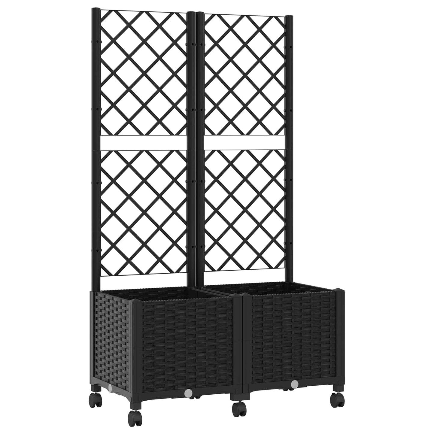 Sodo vazonas su treliu ir ratais Juoda 80 x 40 x 146 cm PP