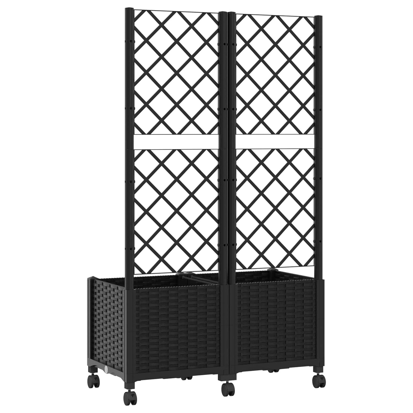 Sodo vazonas su treliu ir ratais Juoda 80 x 40 x 146 cm PP