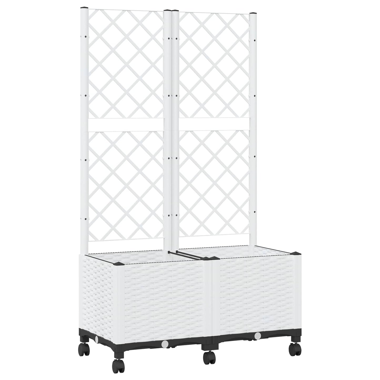 Sodo vazonas su treliu ir ratais Balta 80 x 40 x 146 cm PP