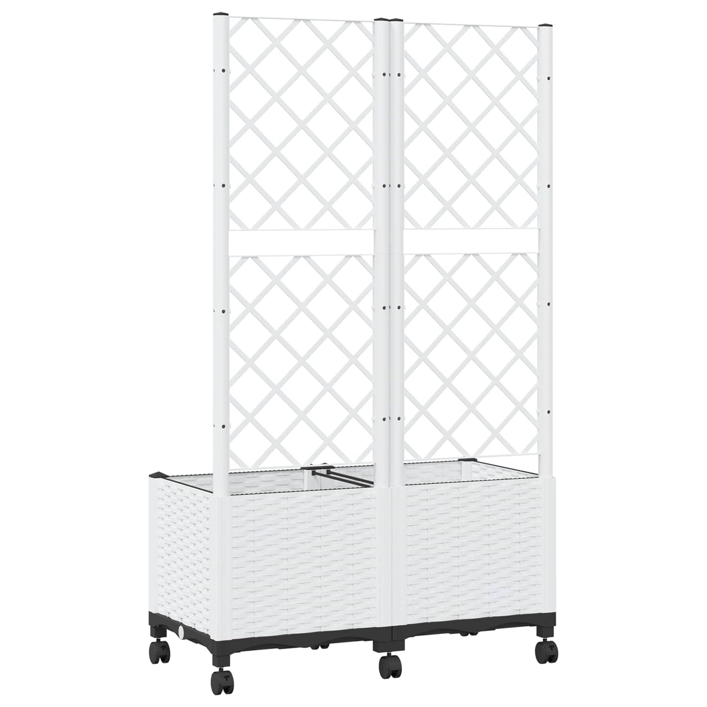 Sodo vazonas su treliu ir ratais Balta 80 x 40 x 146 cm PP