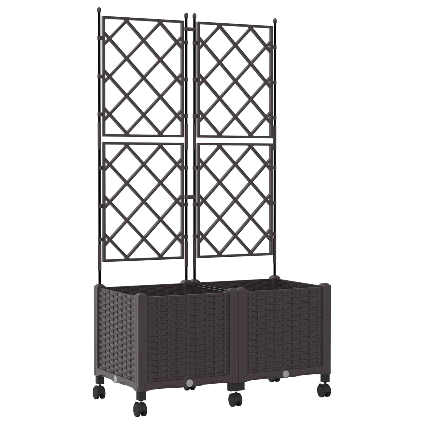 Sodo vazonas su treliu ir ratais 2 vnt. Ruda 80 x 40 x 149 cm