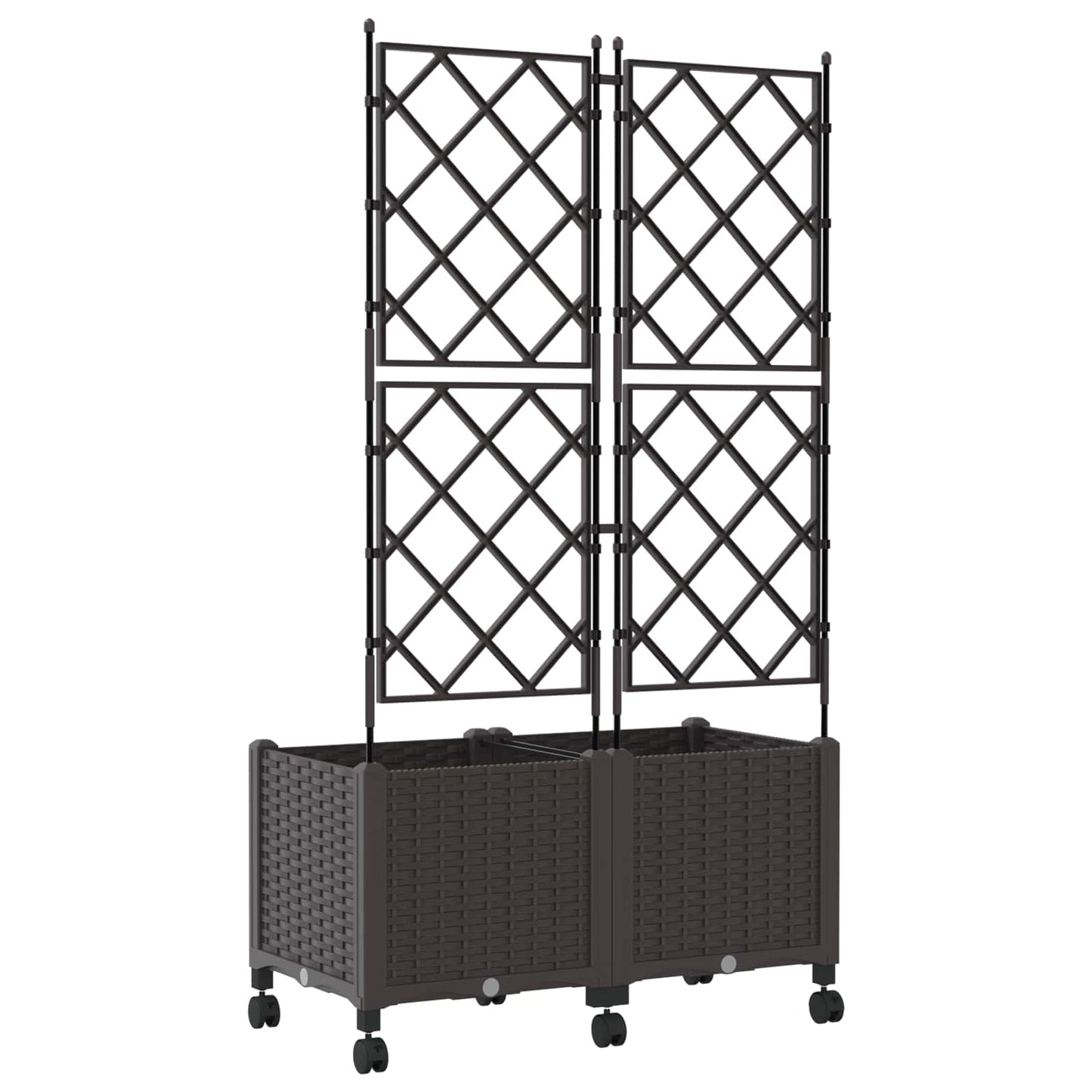 Sodo vazonas su treliu ir ratais 2 vnt. Ruda 80 x 40 x 149 cm