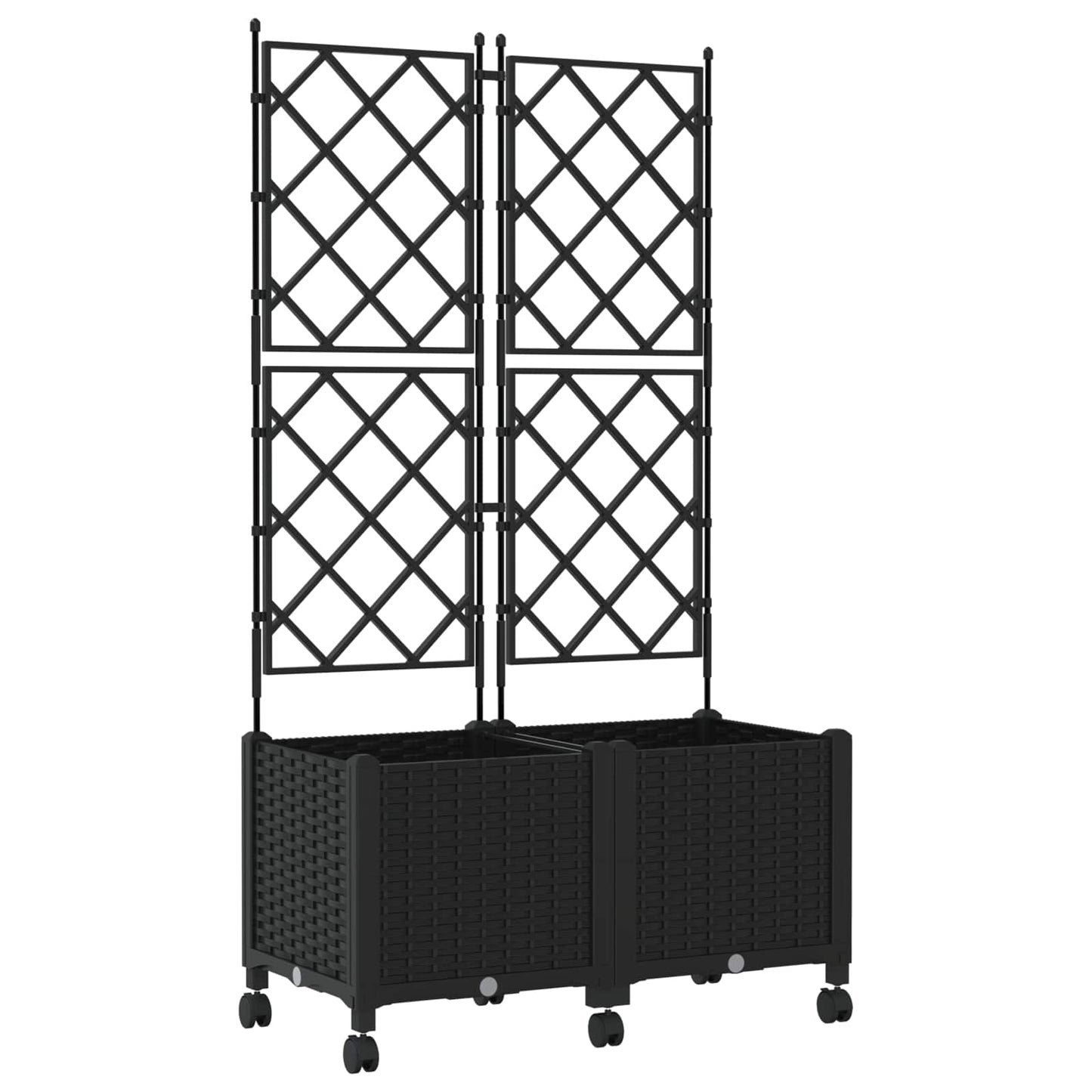 Sodo vazonas su treliu ir ratais 2 vnt. Juoda 80 x 40 x 149 cm