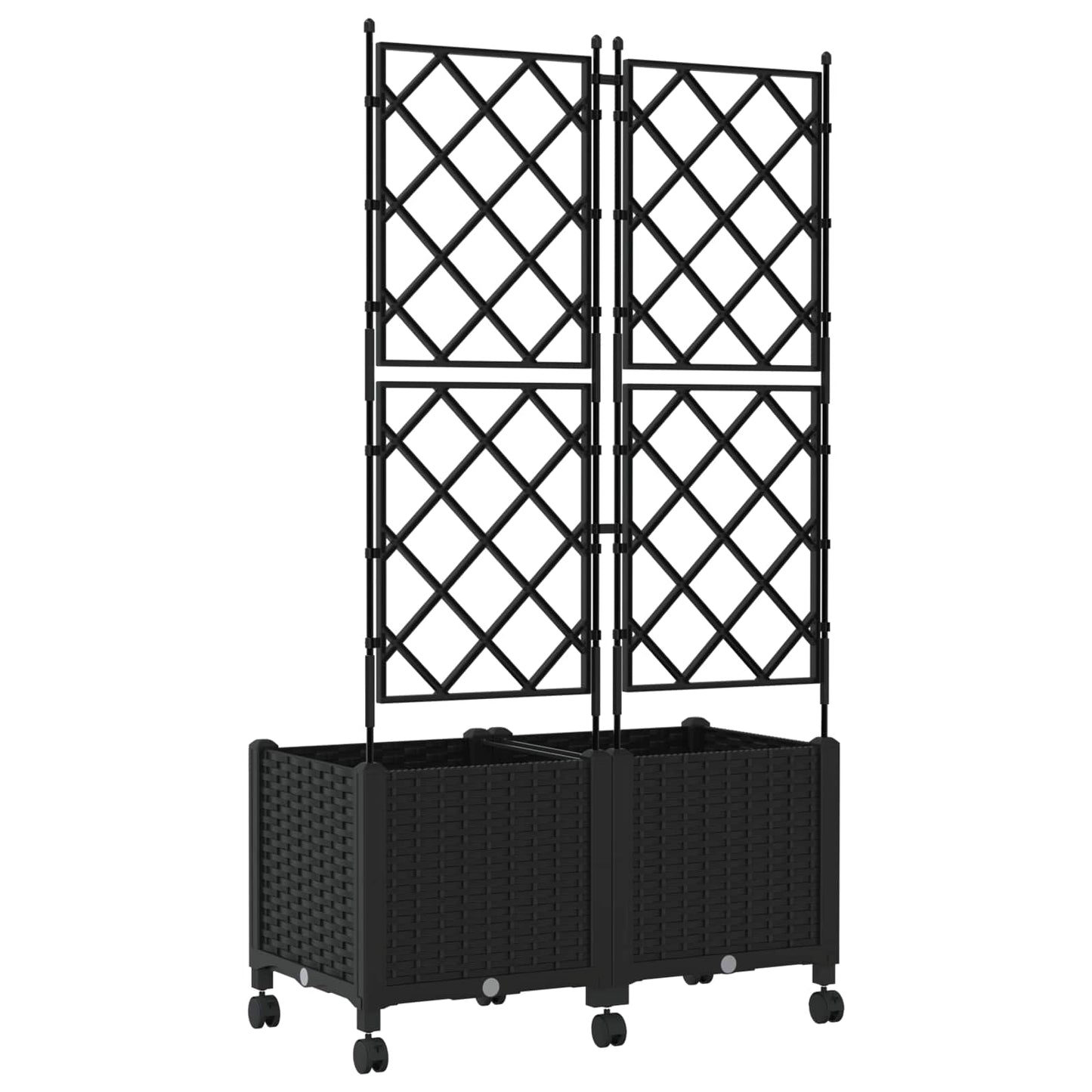 Sodo vazonas su treliu ir ratais 2 vnt. Juoda 80 x 40 x 149 cm