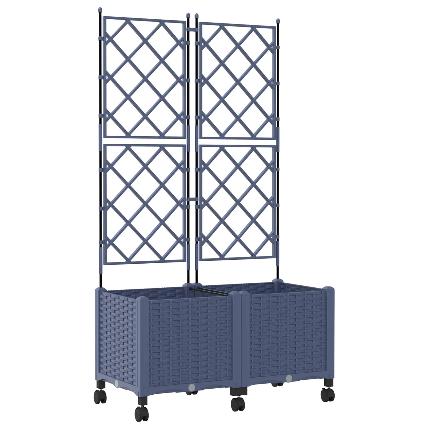 Sodo vazonas su treliu ir ratais 2 vnt. Pilka 80 x 40 x 149 cm