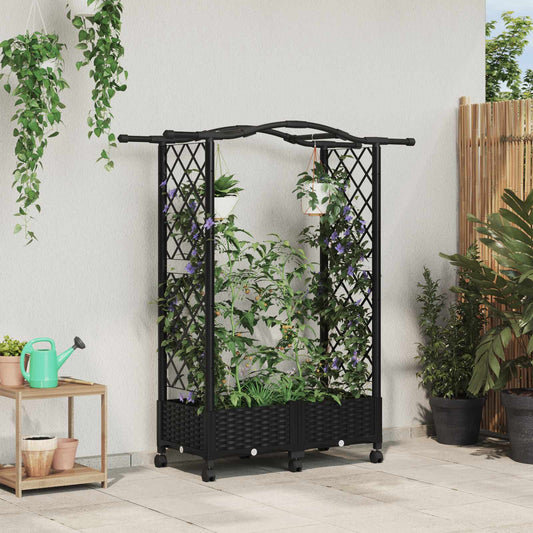 Pakeltas lovas su trelėmis ir stogu Juoda 124 x 40 x 129 cm PP