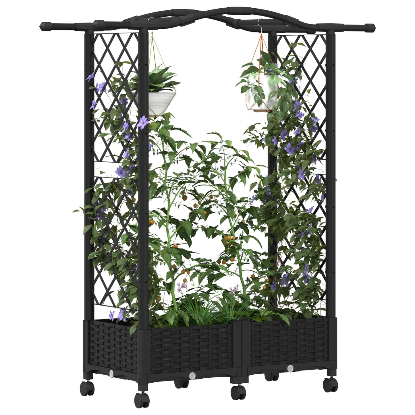 Pakeltas lovas su trelėmis ir stogu Juoda 124 x 40 x 129 cm PP
