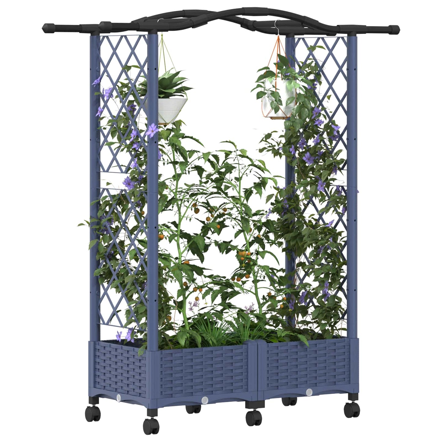 Pakeltas lovas su trelėmis ir stogu Pilka 124 x 40 x 129 cm PP