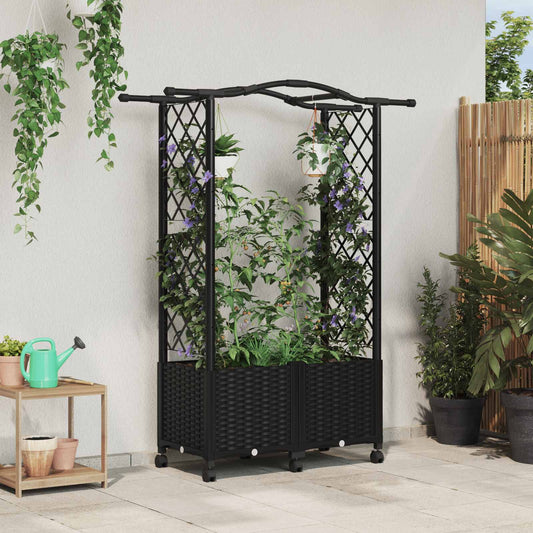 Pakeltas lovas su trelėmis ir stogu Juoda 125 x 40 x 144 cm PP