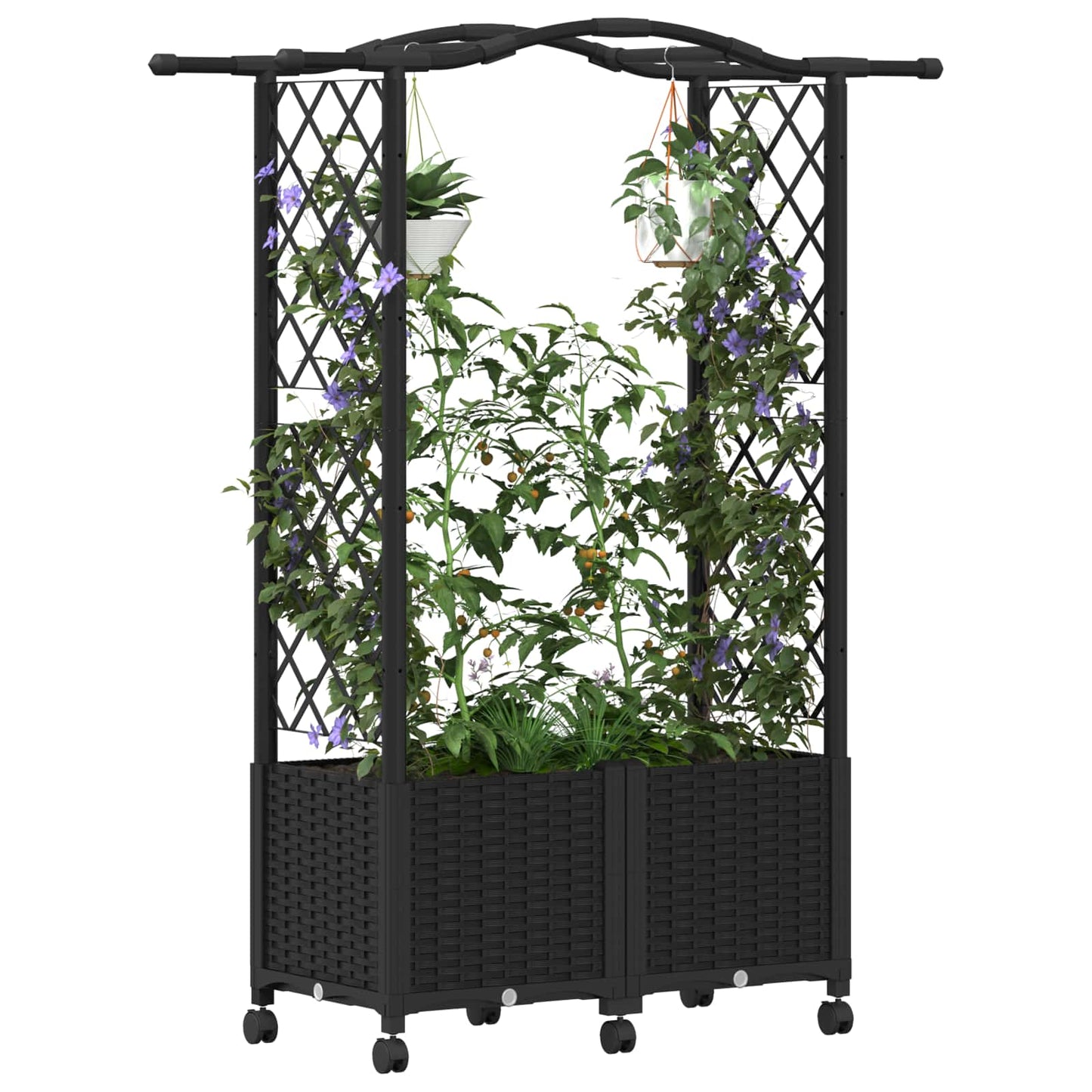 Pakeltas lovas su trelėmis ir stogu Juoda 125 x 40 x 144 cm PP