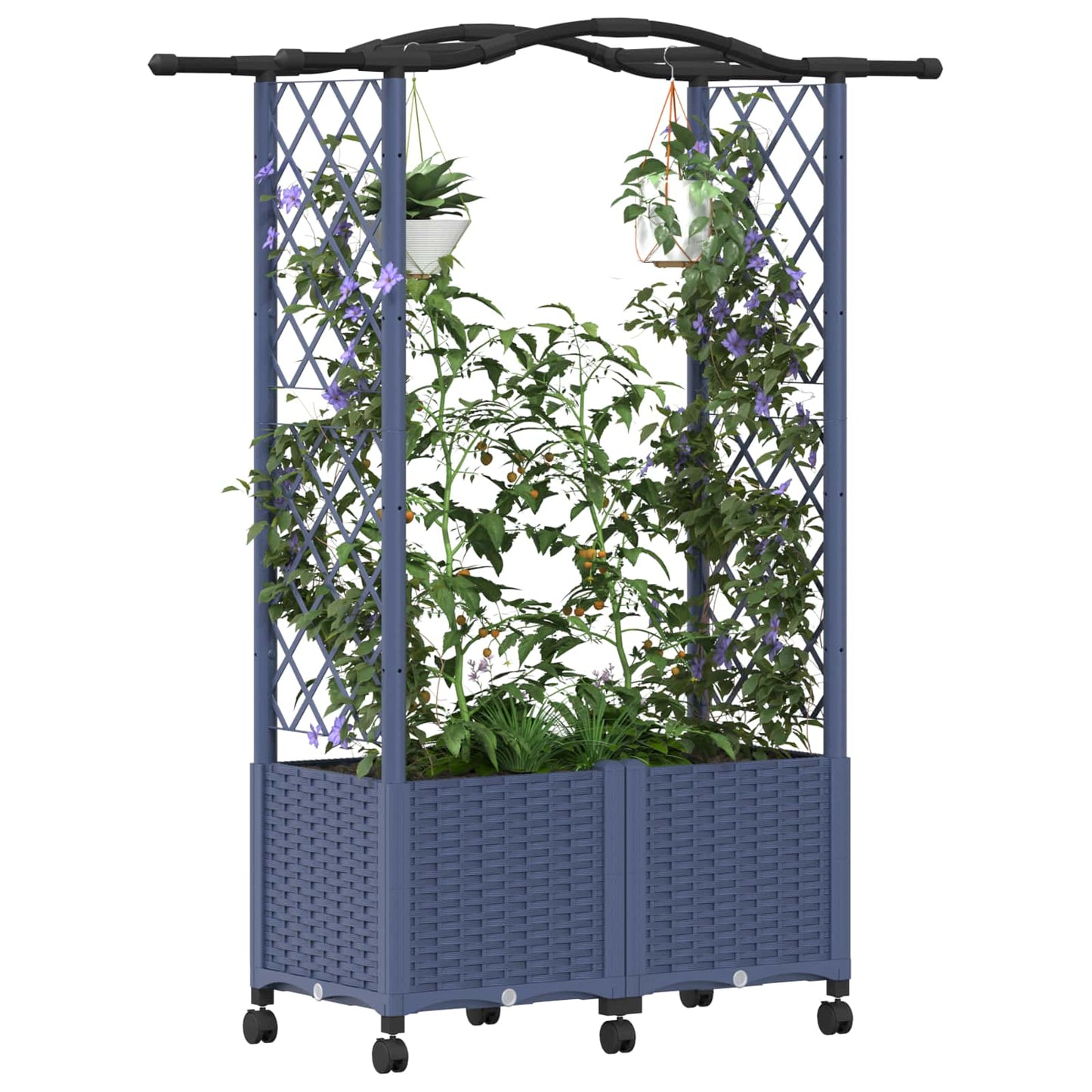 Pakeltas lovas su trelėmis ir stogu Pilka 125 x 40 x 144 cm PP