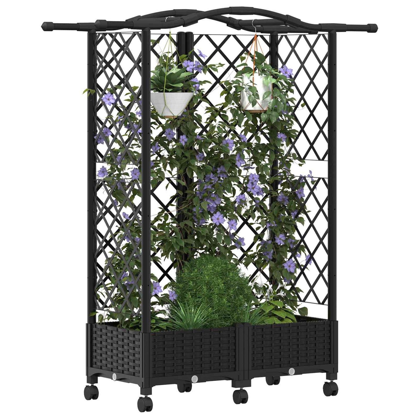 Pakeltas lovas su trelėmis ir stogu Juoda 124 x 40 x 129 cm PP