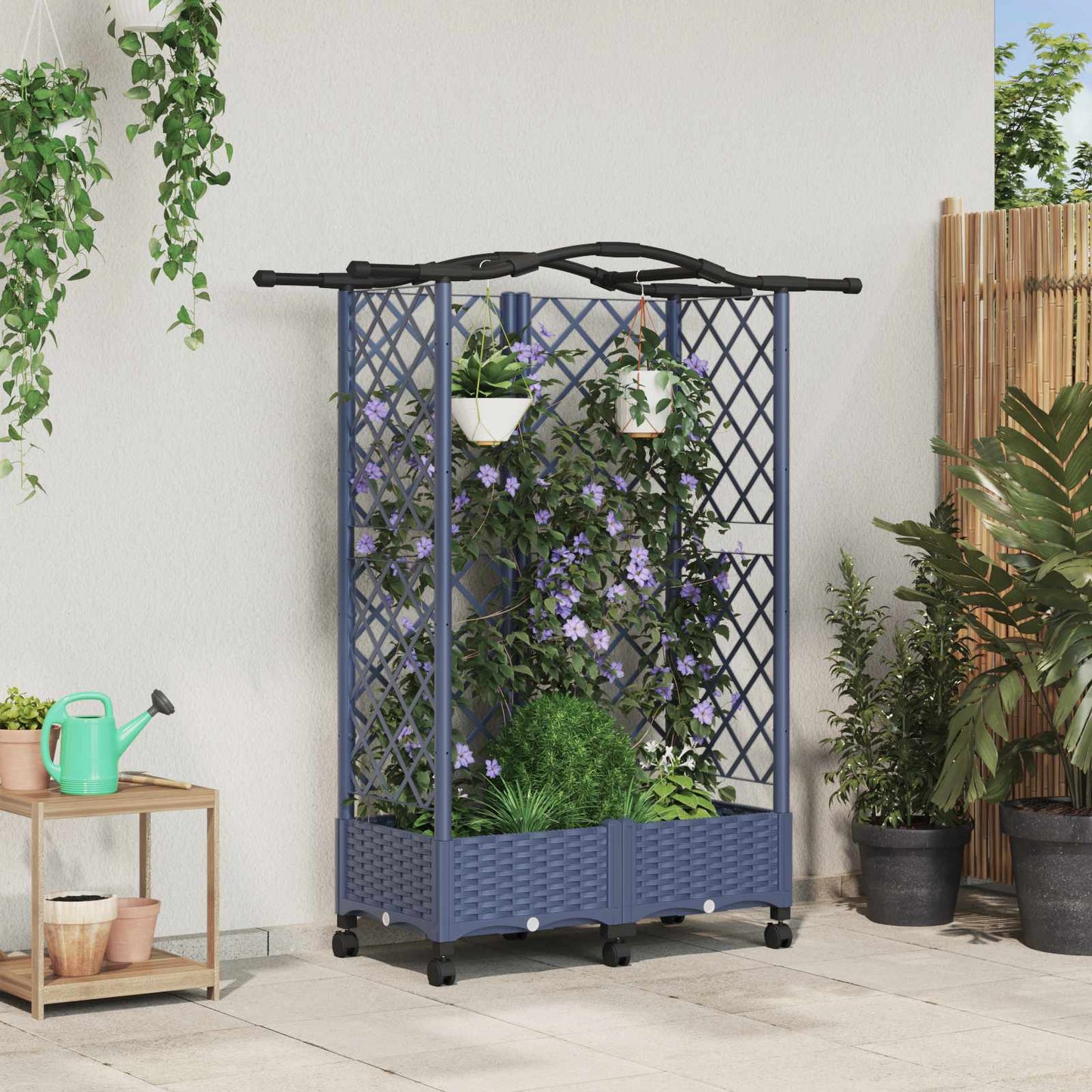 Pakeltas lovas su trelėmis ir stogu Pilka 124 x 40 x 129 cm PP