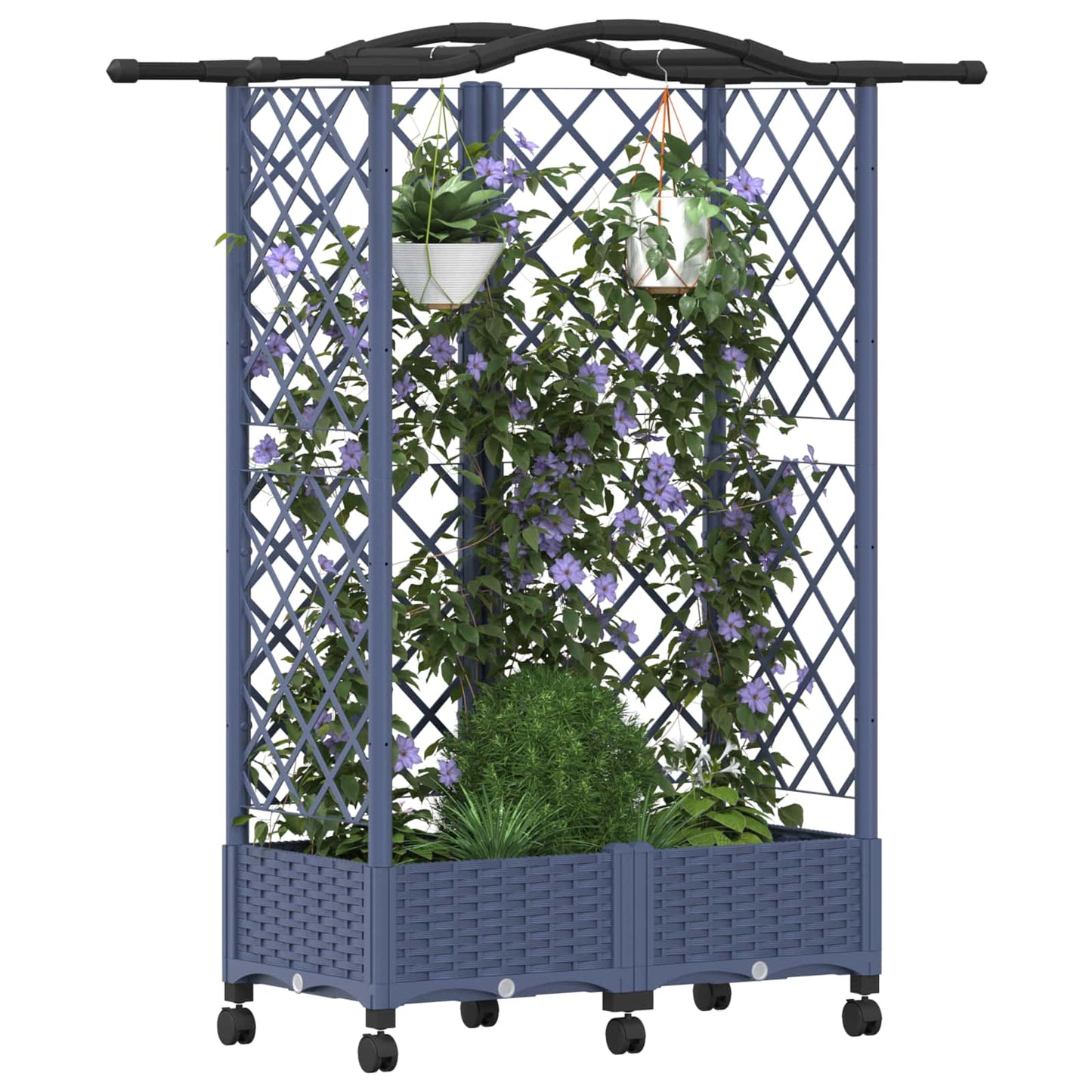 Pakeltas lovas su trelėmis ir stogu Pilka 124 x 40 x 129 cm PP